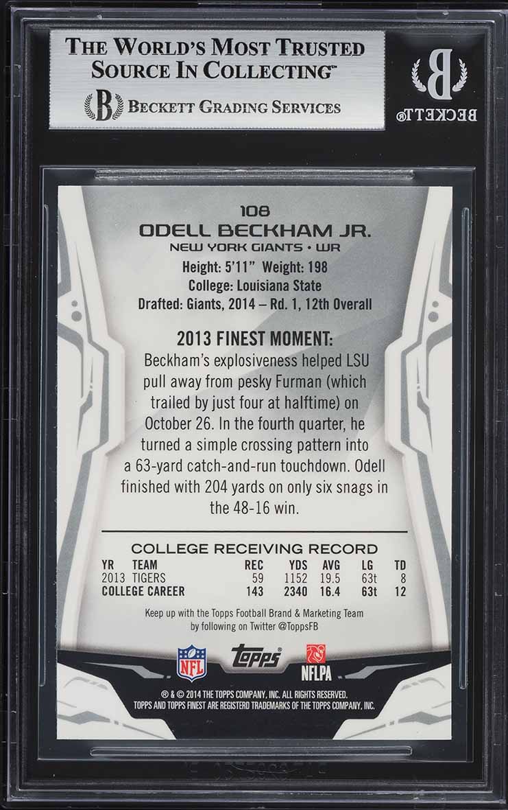 2014 Finest Football Odell Beckham Jr. ROOKIE #108 BGS 9 MINT