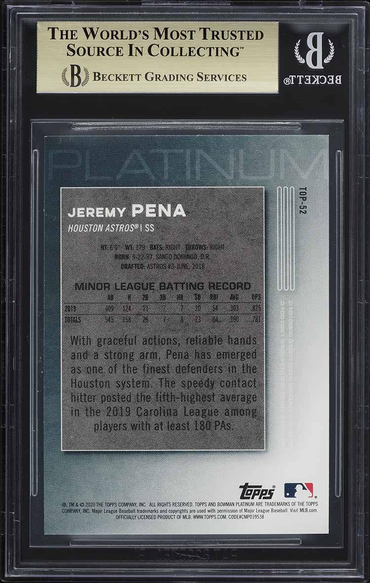 2020 Bowman Platinum Top Prospects Jeremy Pena ROOKIE #TOP-52 BGS