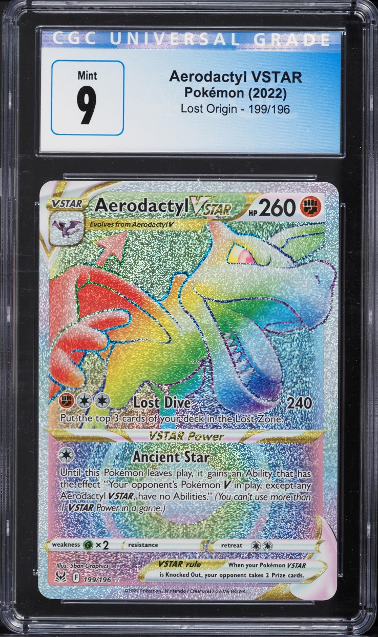 2022 Pokemon Sword & Shield Lost Origin Hyper Rare Aerodactyl VSTAR #199 CGC 9