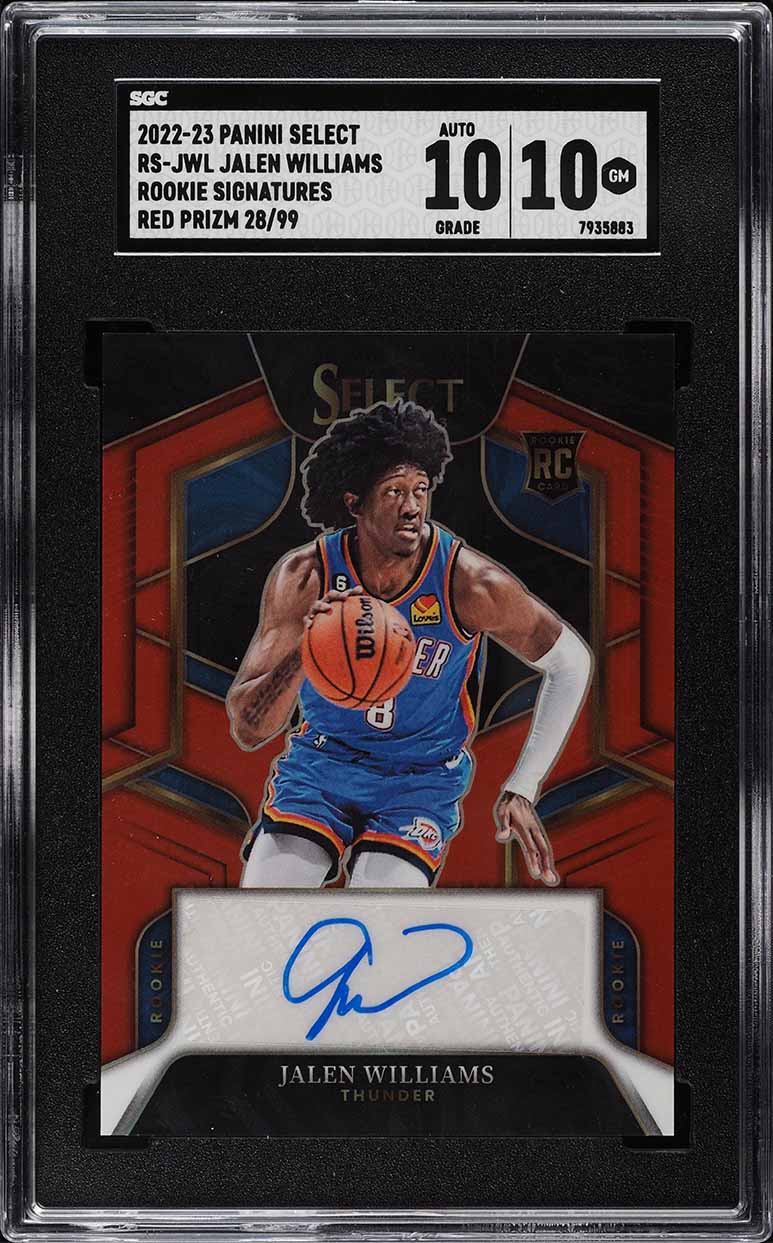 2022 Select Red Prizm Jalen Williams ROOKIE AUTO /99 #RS-JWL SGC 10 GEM MINT