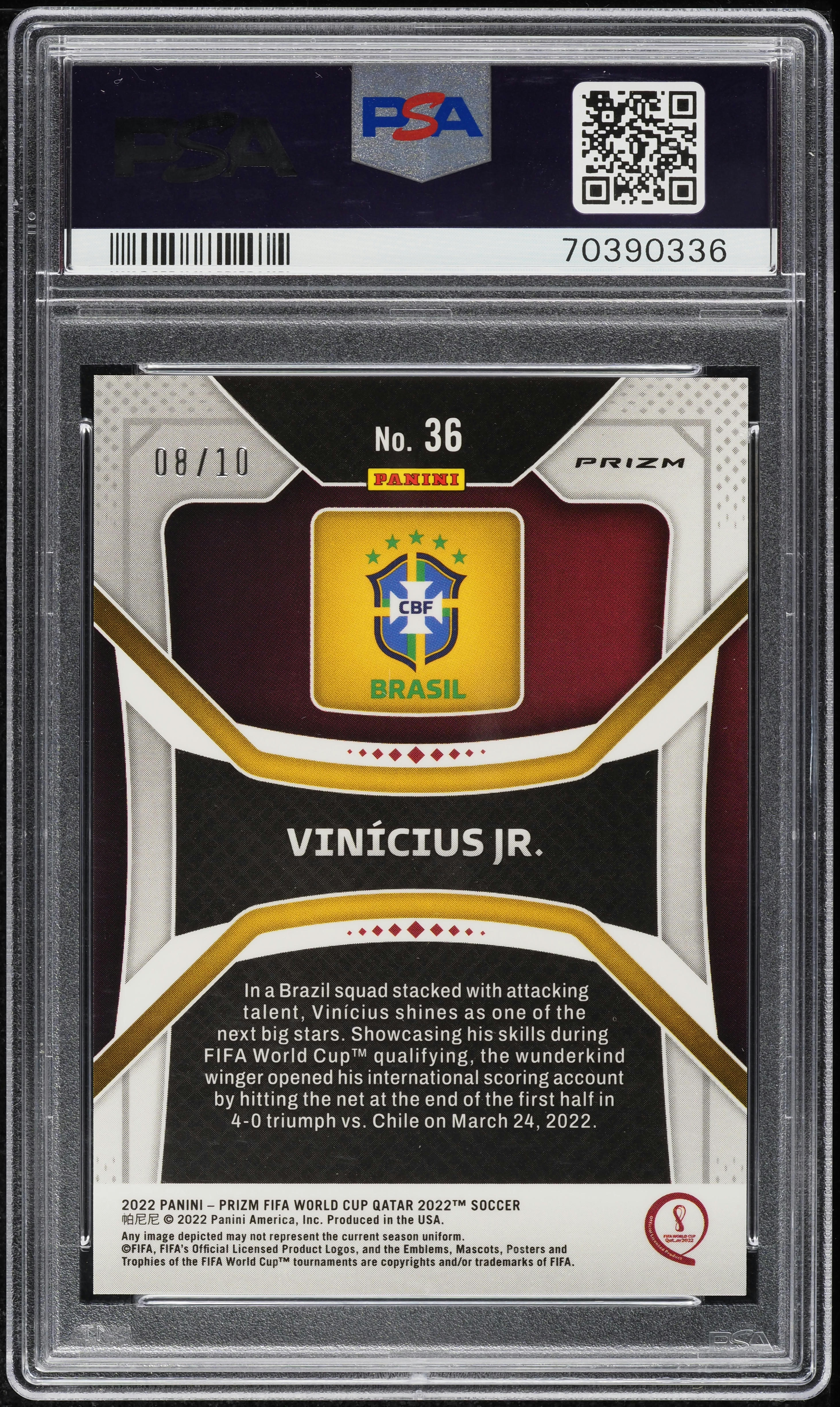 2022 Panini Prizm World Cup Qatar Gold Breakaway Vinicius Jr. /10