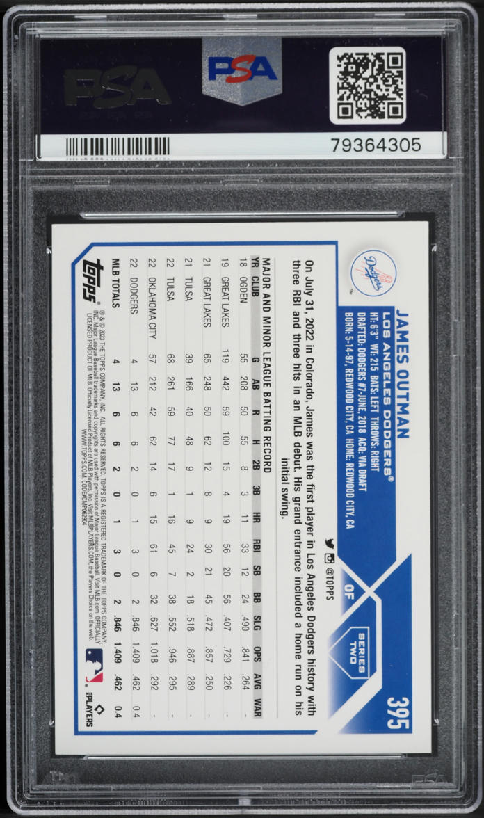 2023 Topps James Outman ROOKIE #395 PSA 9 MINT