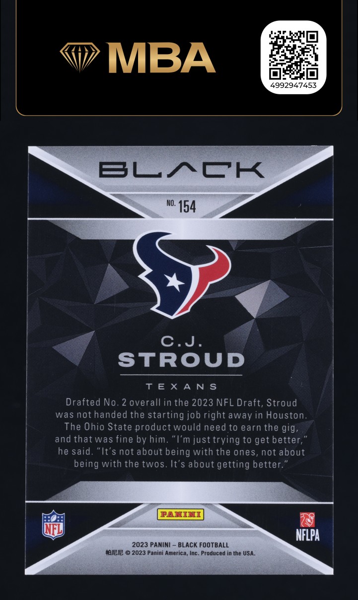 2023 Panini Black Ruby C.J. Stroud ROOKIE /10 #154 MBA AUTH on