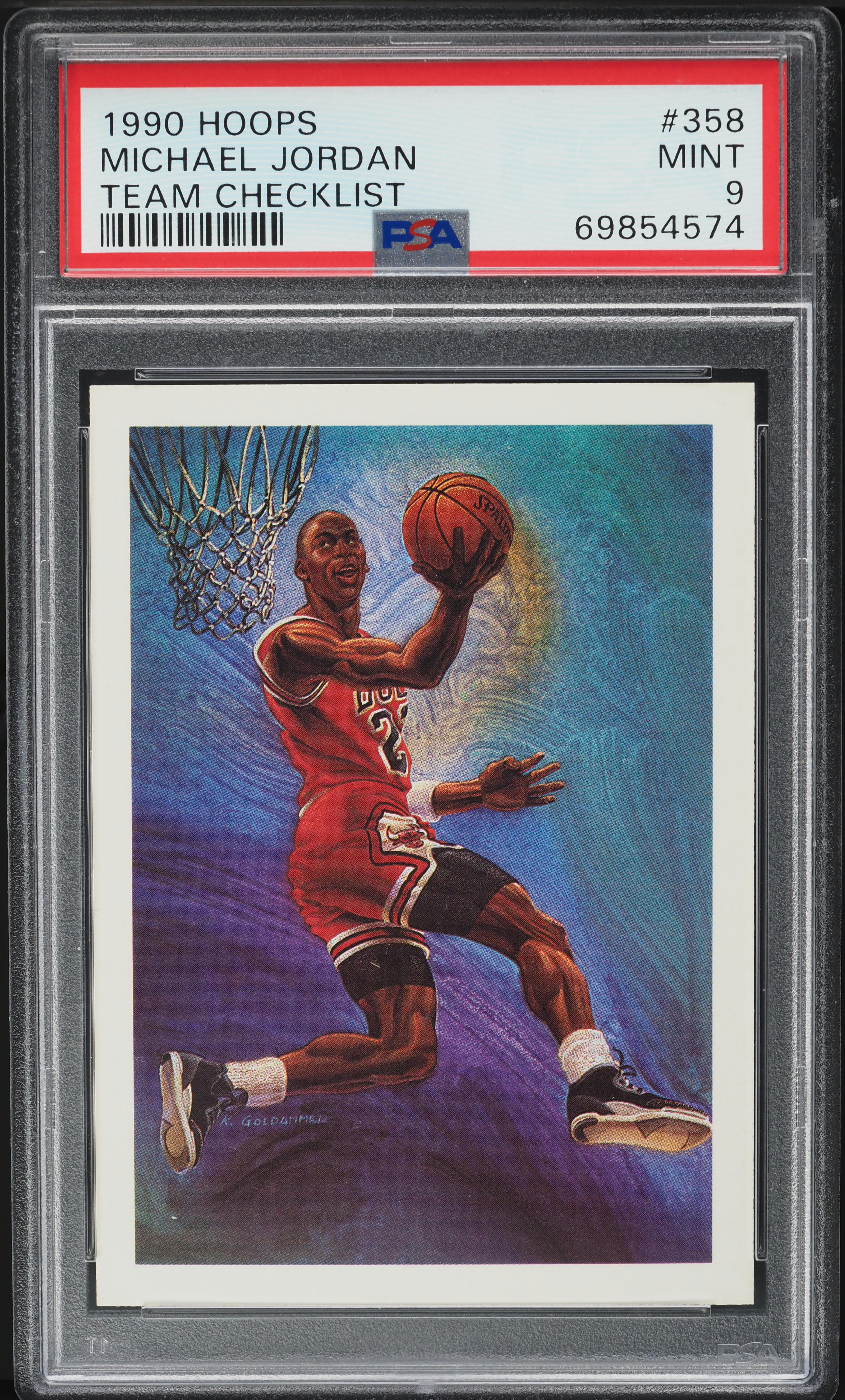 1990 Hoops Team Checklist Michael Jordan #358 PSA 9 MINT on