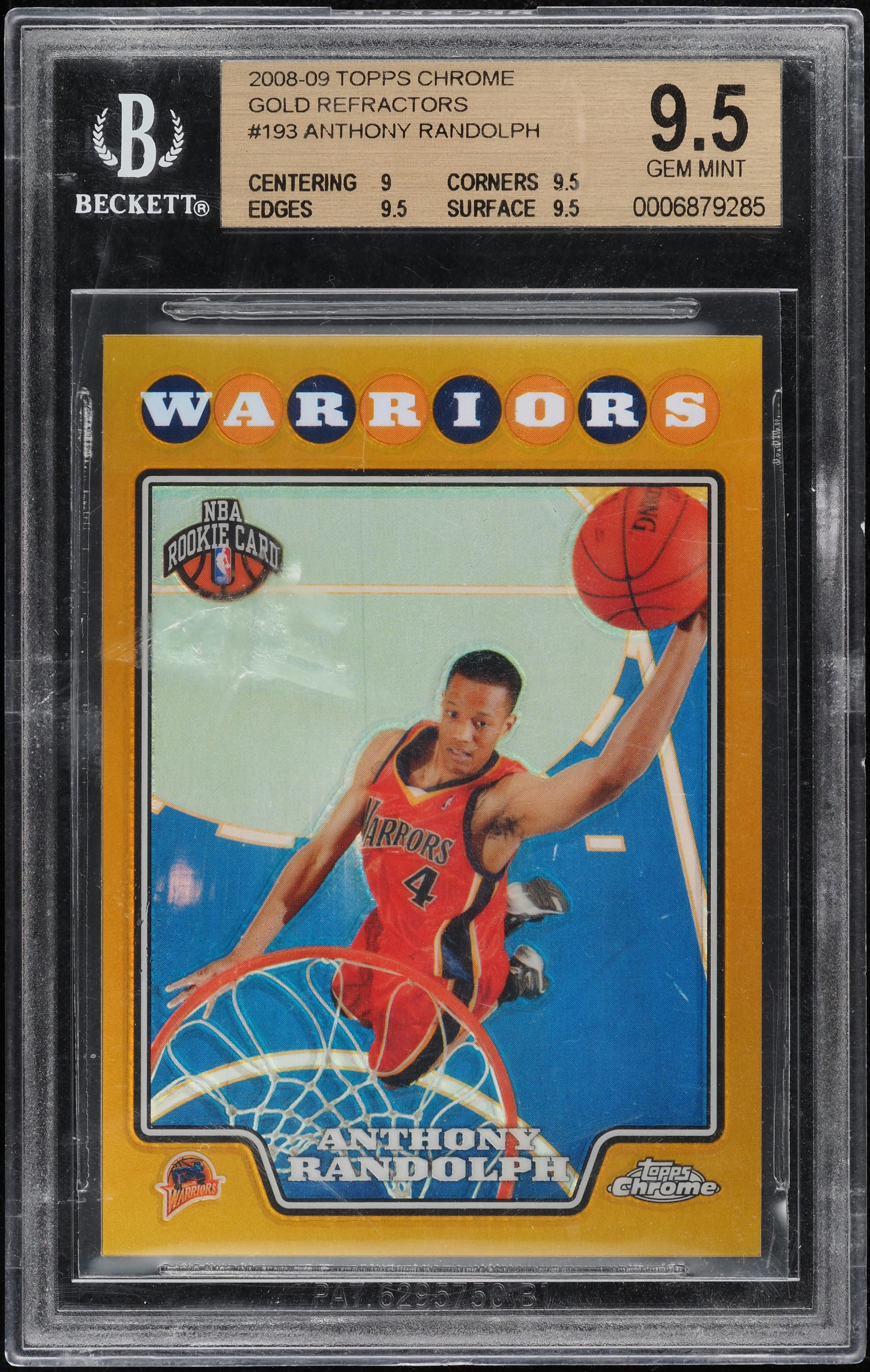 2008 Topps Chrome Gold Refractor Anthony Randolph ROOKIE /50 #193