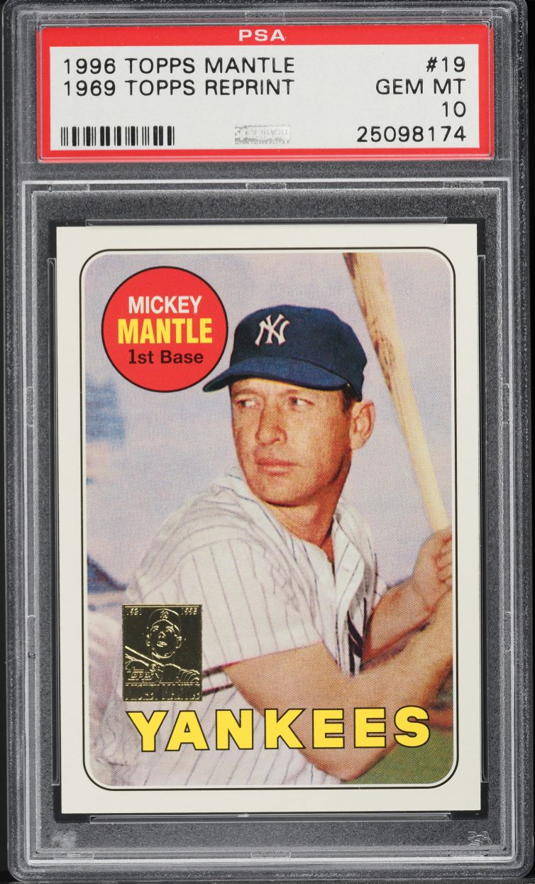 1996 Topps Mantle Reprint '69 Mickey Mantle #19 PSA 10 GEM MINT