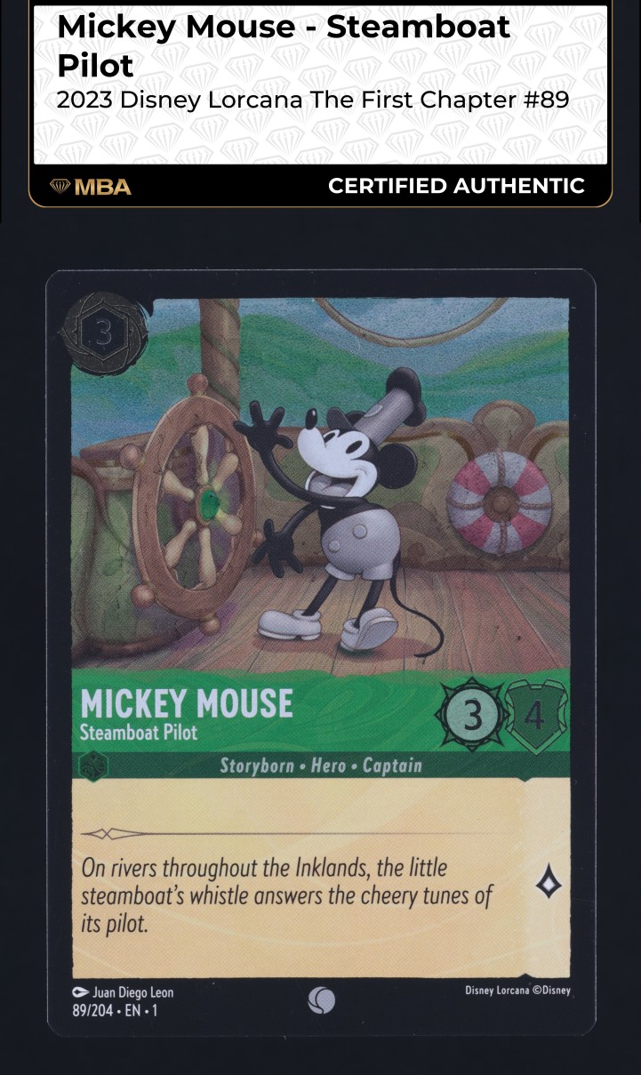 2023 Disney Lorcana The First Chapter Mickey Mouse Steamboat Pilot #89 MBA AUTH on Fanatics Collect 2023 Disney Lorcana The First Chapter Mickey Mouse Steamboat Pilot #89 MBA AUTH on Fanatics Collect