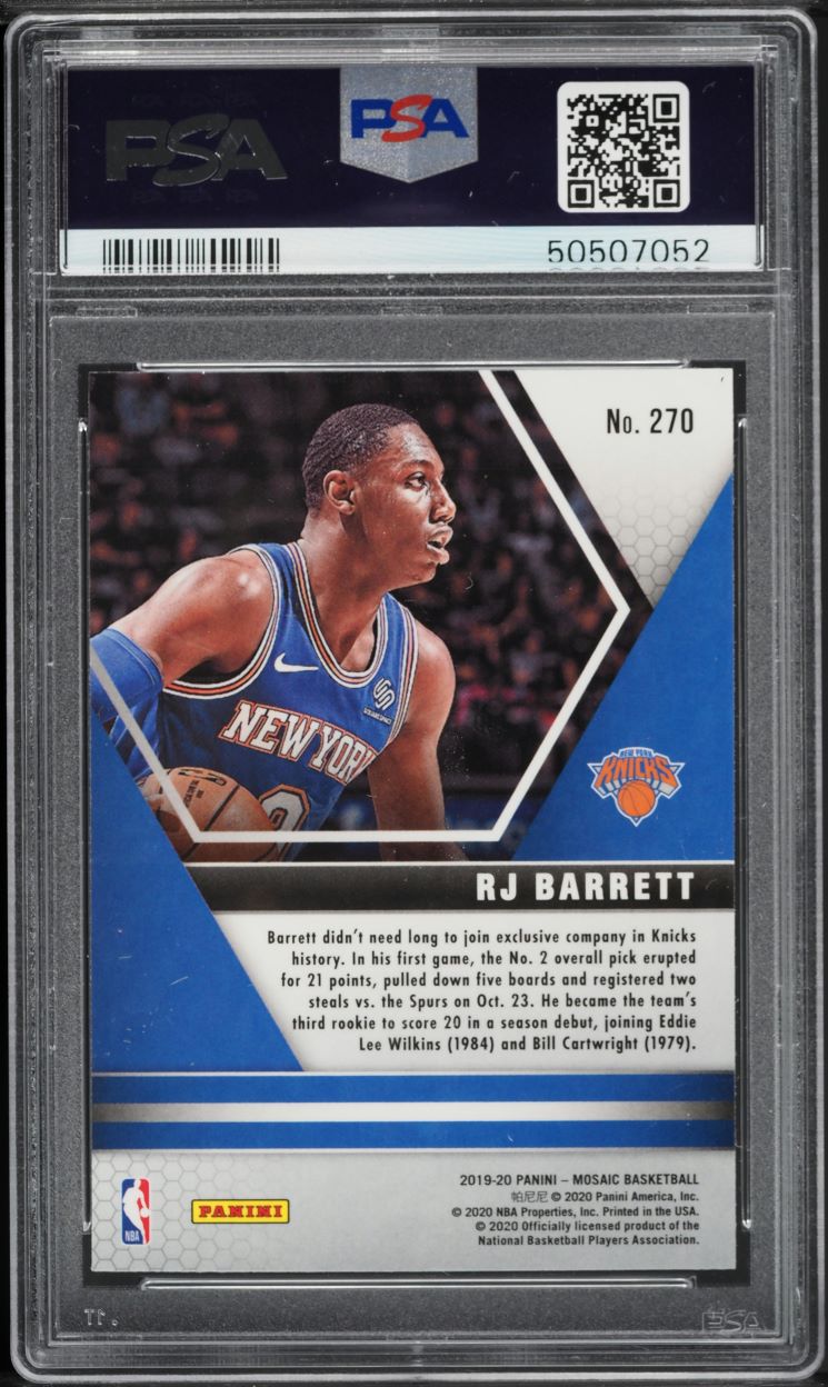 2019 Panini Mosaic RJ Barrett ROOKIE #270 PSA 9 MINT on Fanatics
