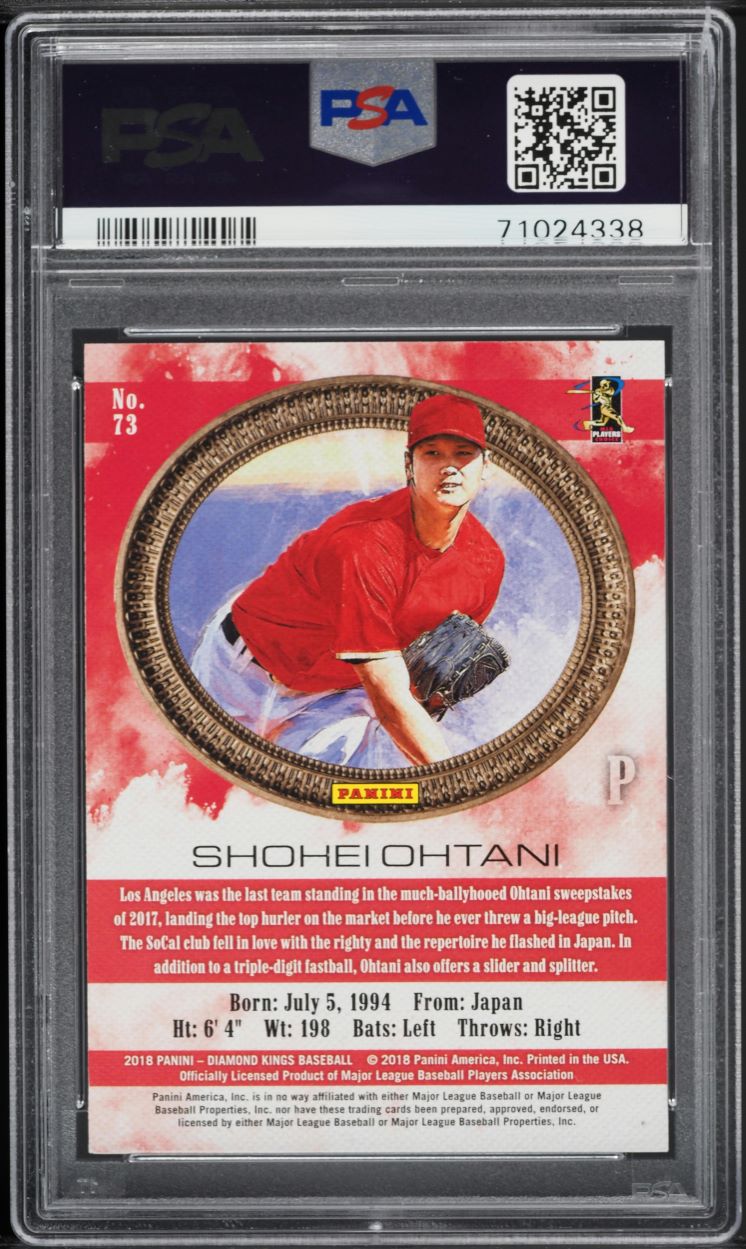 2018 Panini Diamond Kings Pitching Shohei Ohtani ROOKIE #73 PSA 8 NM-MT