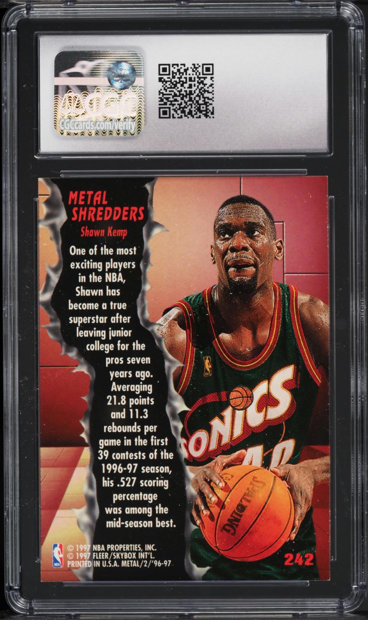 1996 Metal Shredders Shawn Kemp #242 CGC 8 NM-MT