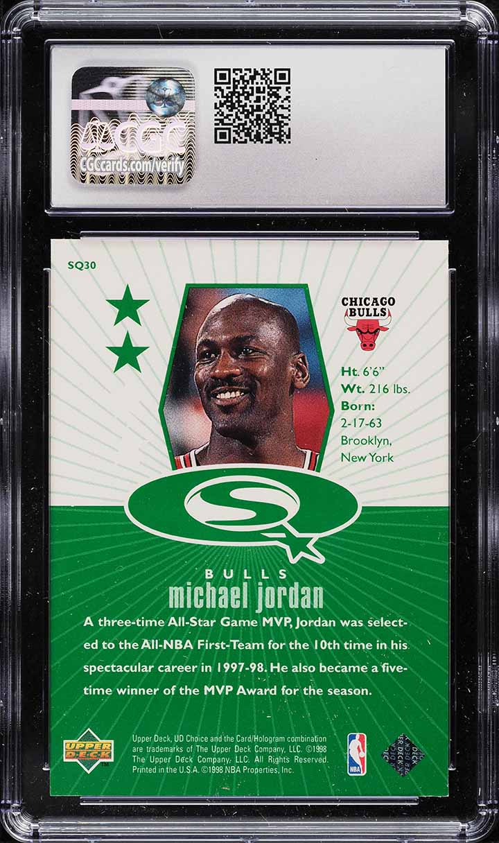 1998 Upper Deck Choice Starquest Green Michael Jordan #SQ30 CGC 9.5 MINT+
