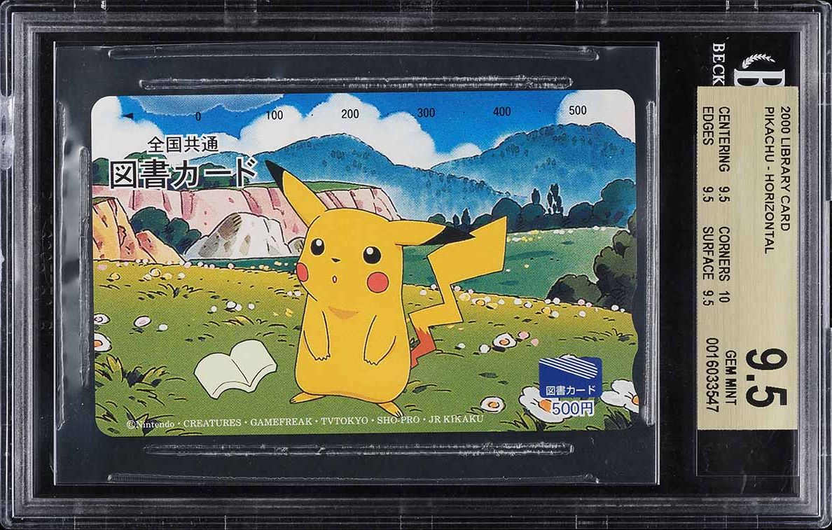 2000 Pokemon Japanese Library Card Horizontal Pikachu BGS 9.5 GEM