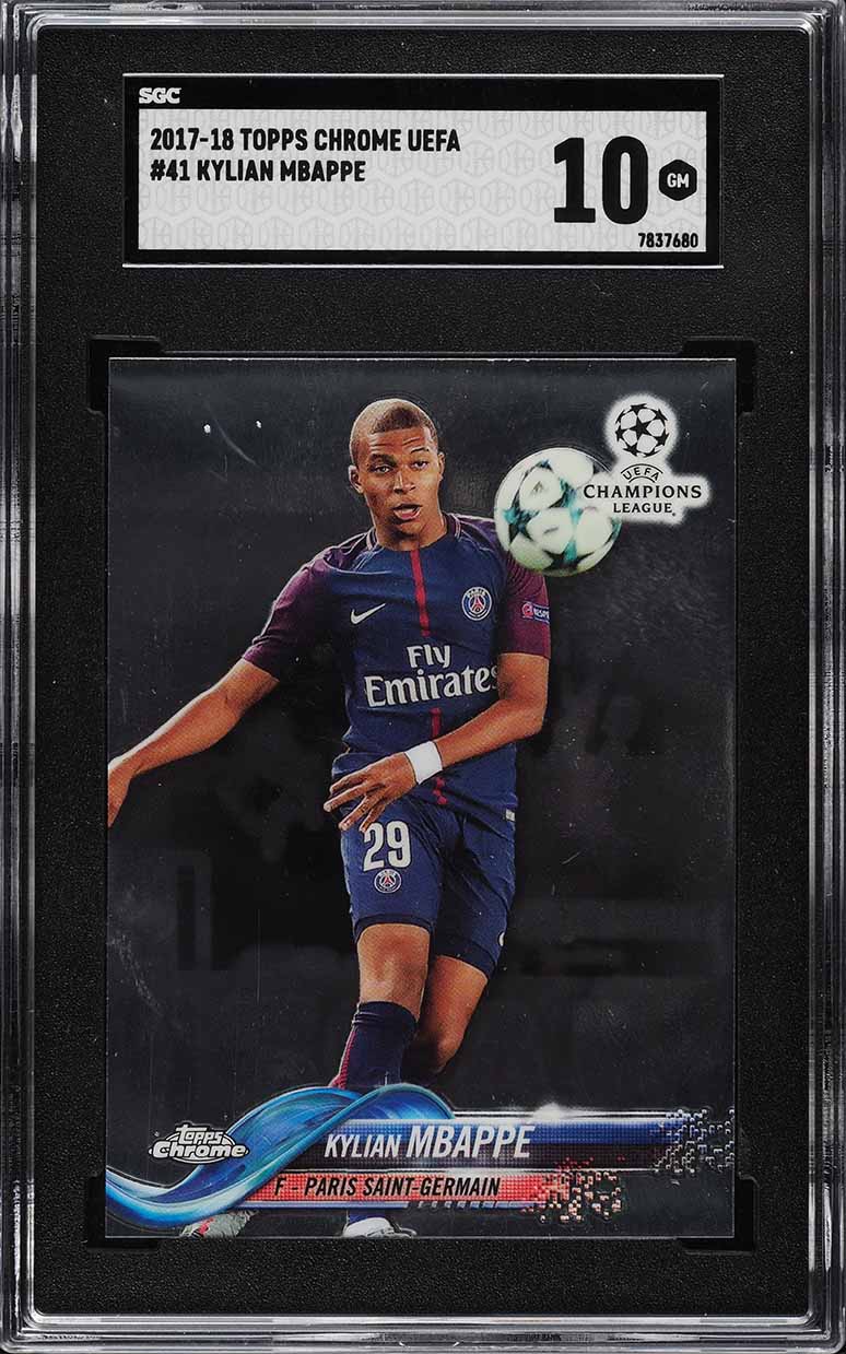 2022 Topps Chrome UEFA Orange Refractor Kylian Mbappe /25 #100 PSA