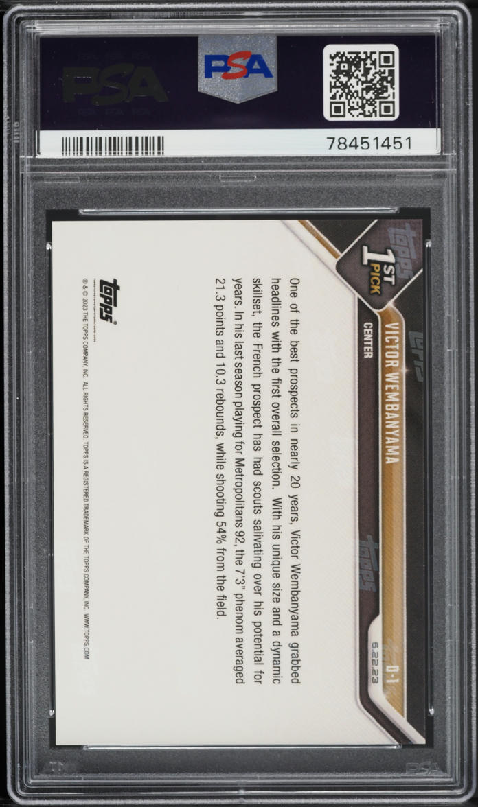 2023 Topps Now Draft Victor Wembanyama ROOKIE #D-1 PSA 9 MINT
