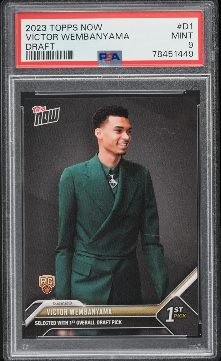 2023 Topps Now Draft Victor Wembanyama ROOKIE #D-1 PSA 9 MINT on 