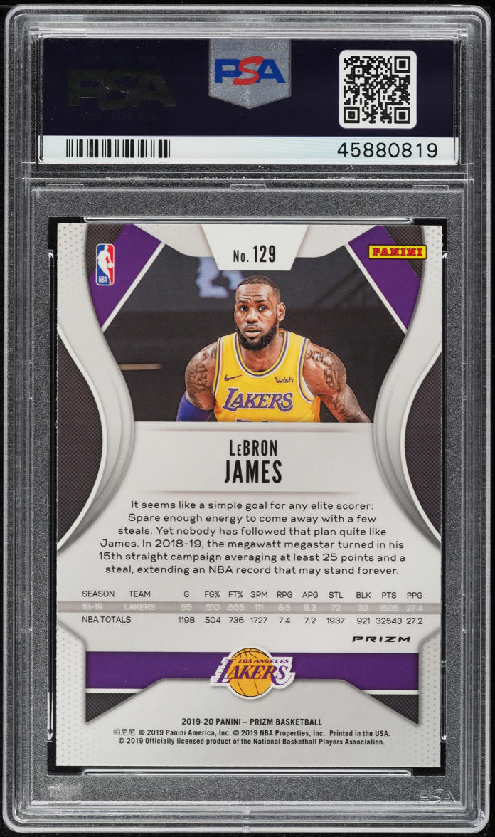 2019 Panini Prizm Silver LeBron James #129 PSA 10 GEM MINT on