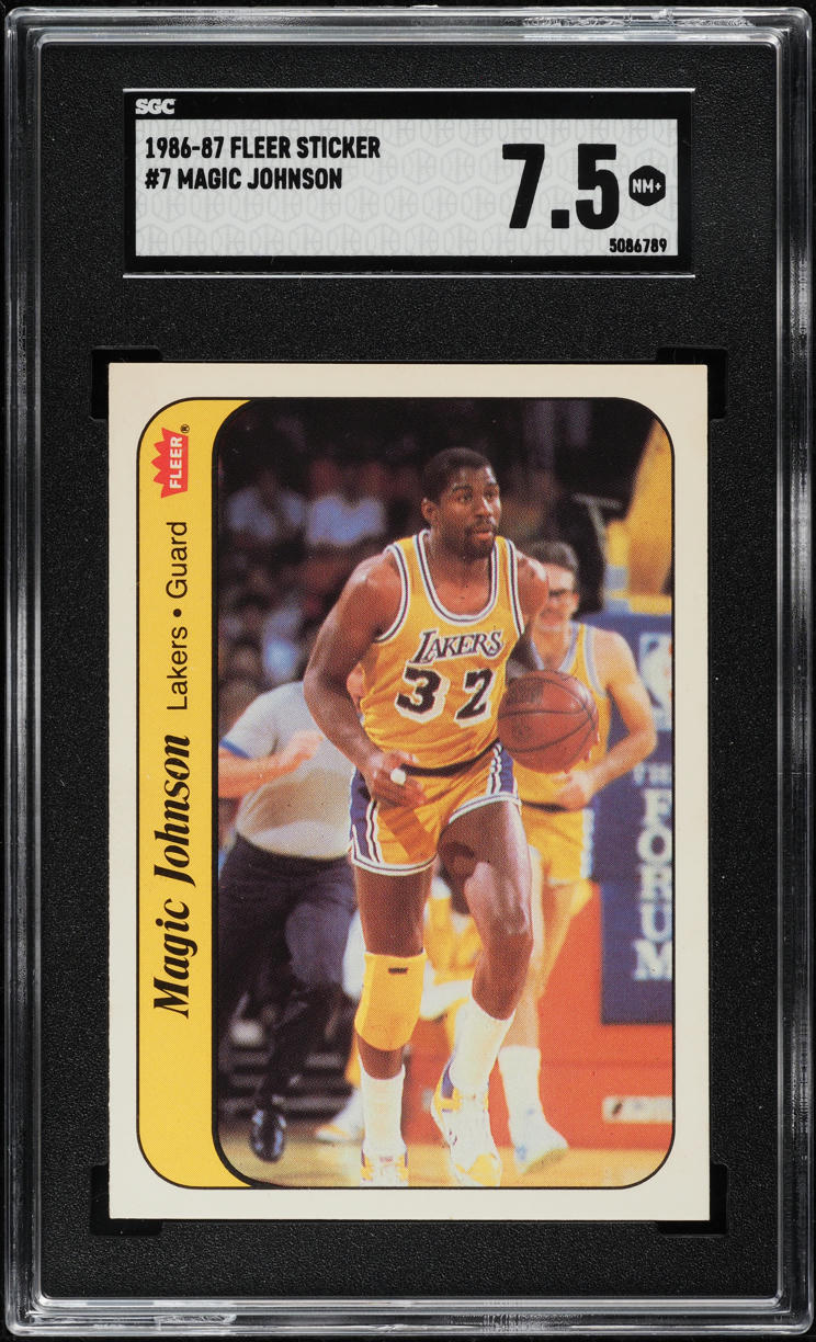 1986 Fleer Sticker Magic Johnson #7 SGC 7.5 NRMT+