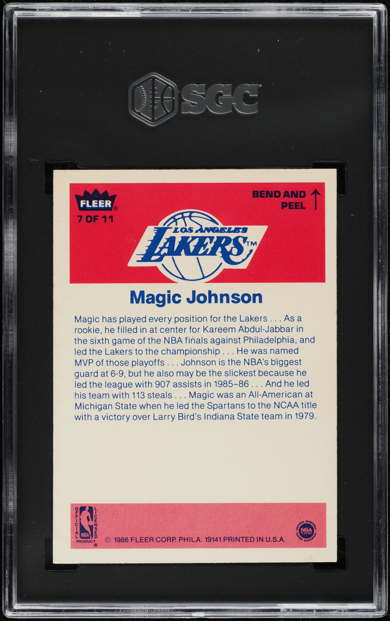 1986 Fleer Sticker Magic Johnson #7 SGC 7.5 NRMT+