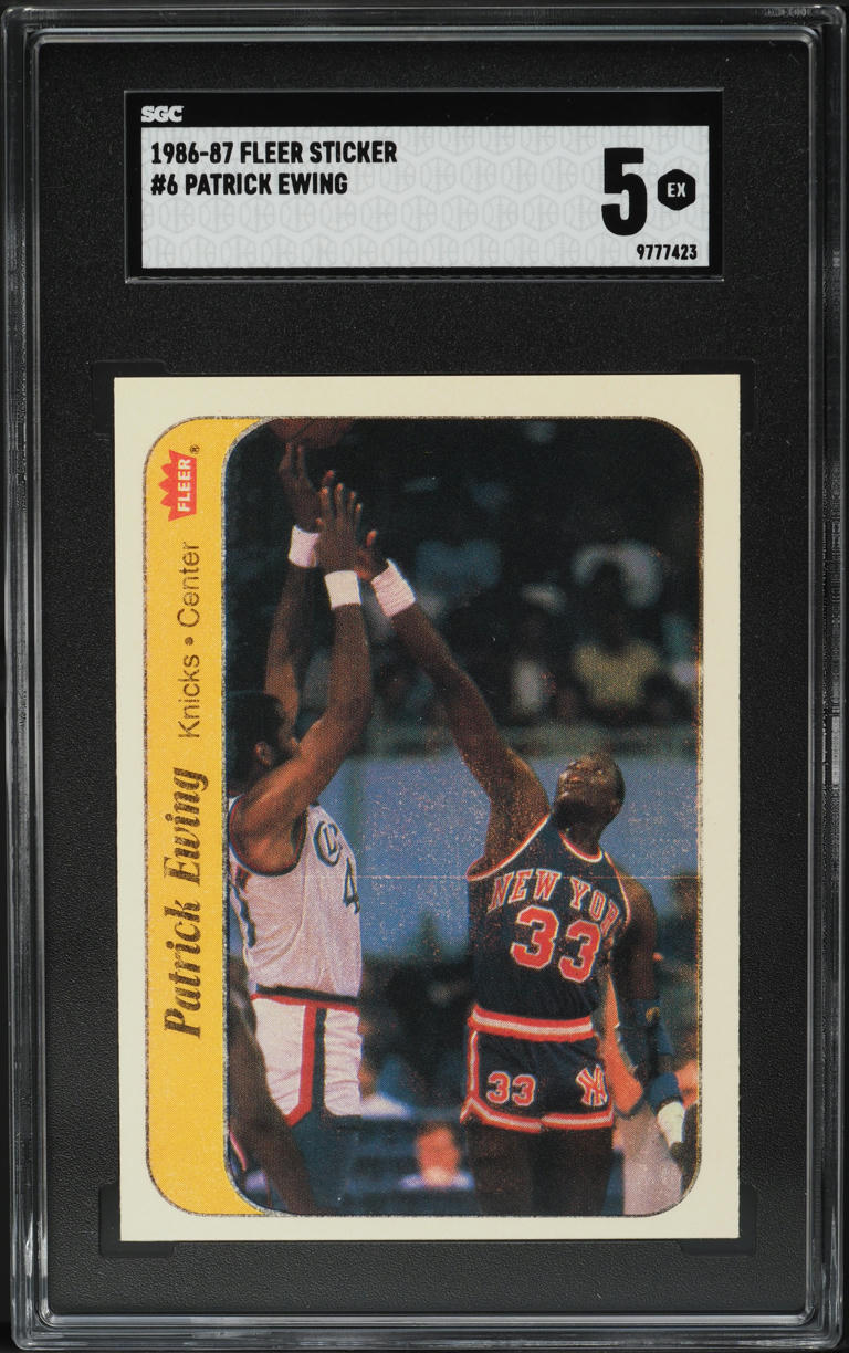 1986 Fleer Sticker Patrick Ewing ROOKIE #6 SGC 5 EX