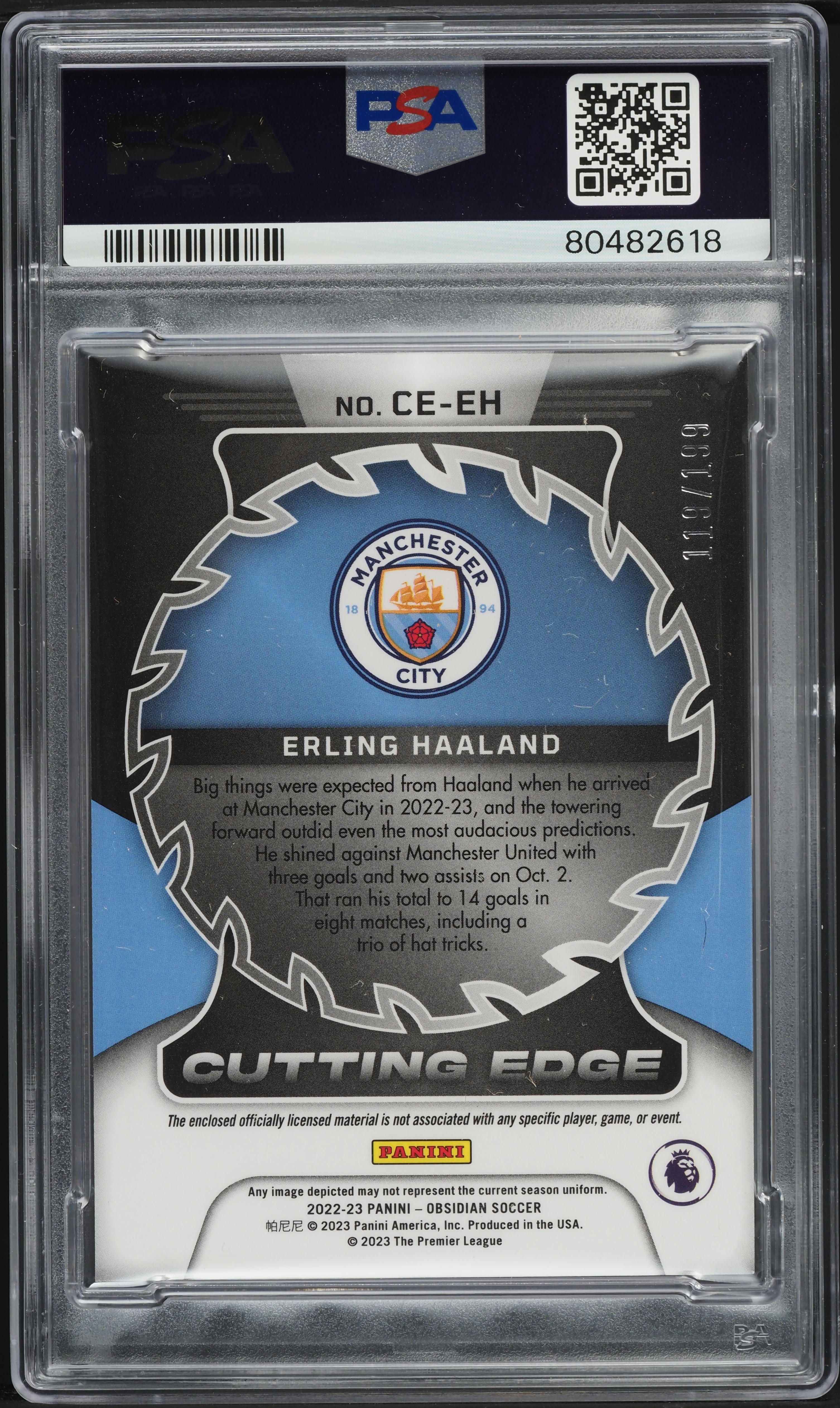 2022 Panini Obsidian Cutting Edge Relics Erling Haaland PATCH /199