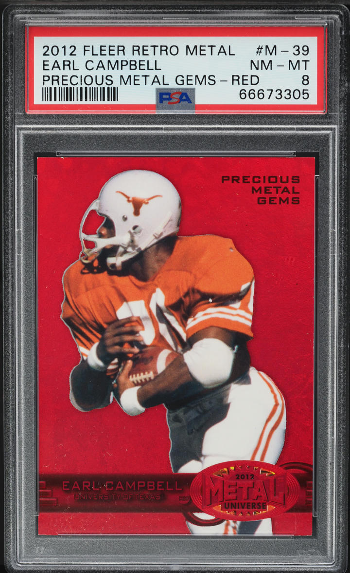 2012 Fleer Retro Precious Metal Gems PMG Red Earl Campbell /100 #M-39 PSA 8