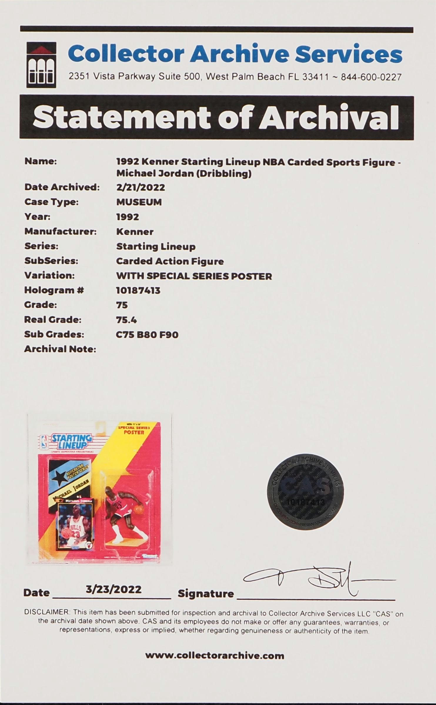 1992 Kenner Starting Lineup NBA Dribbling w/Poster Michael Jordan