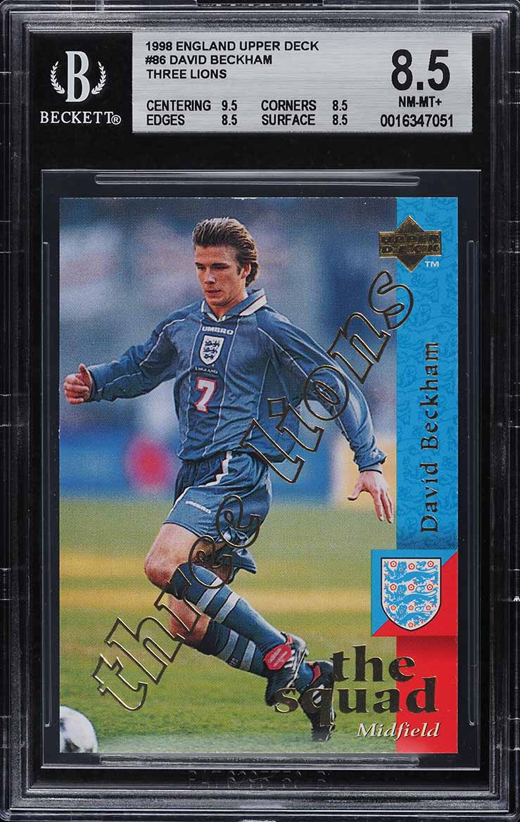 1997 Upper Deck England Three Lions David Beckham ROOKIE /5000 #86 BGS 8.5