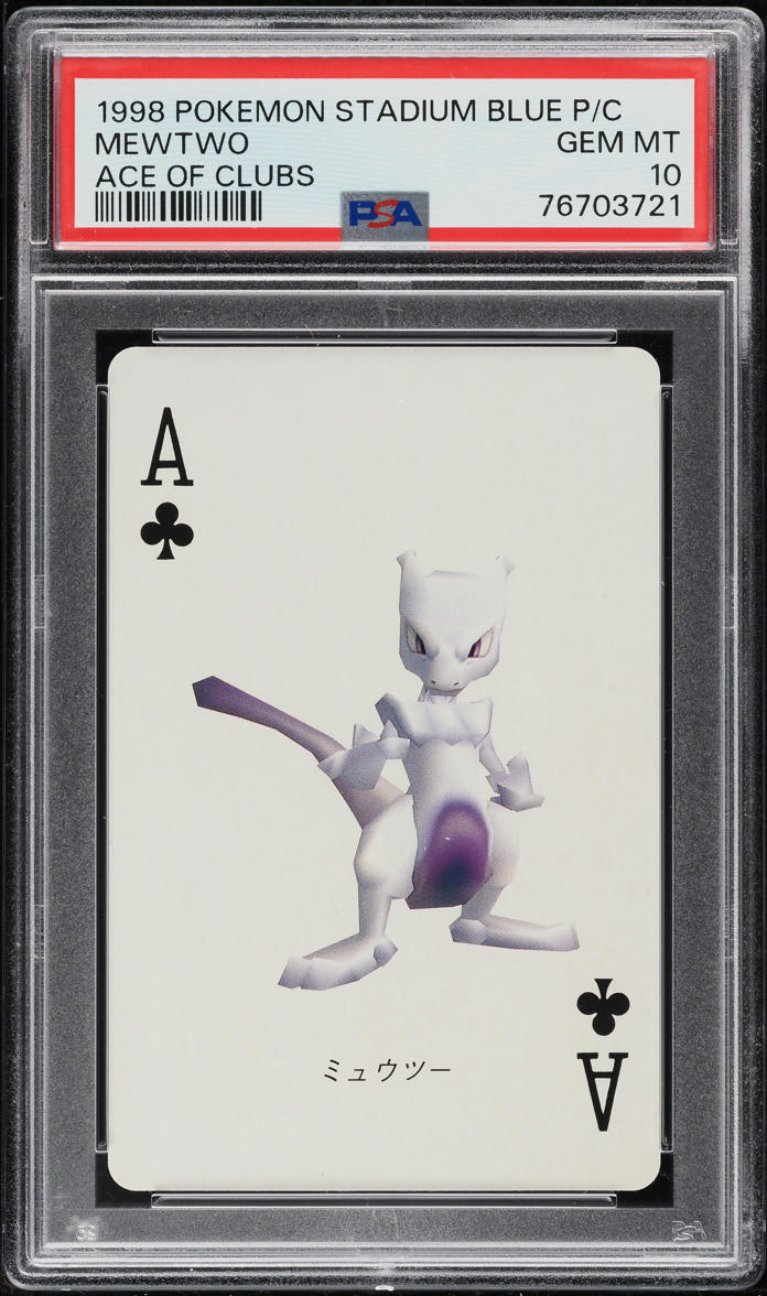 1998 Pokemon Stadium Blue Version Playing Cards Ace Of Clubs Mewtwo PSA 10 GEM
