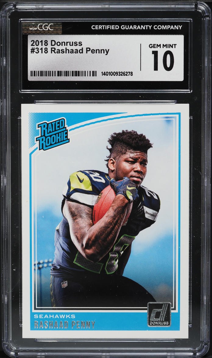 2018 Donruss Football Rashaad Penny ROOKIE #318 CGC 10 GEM MINT