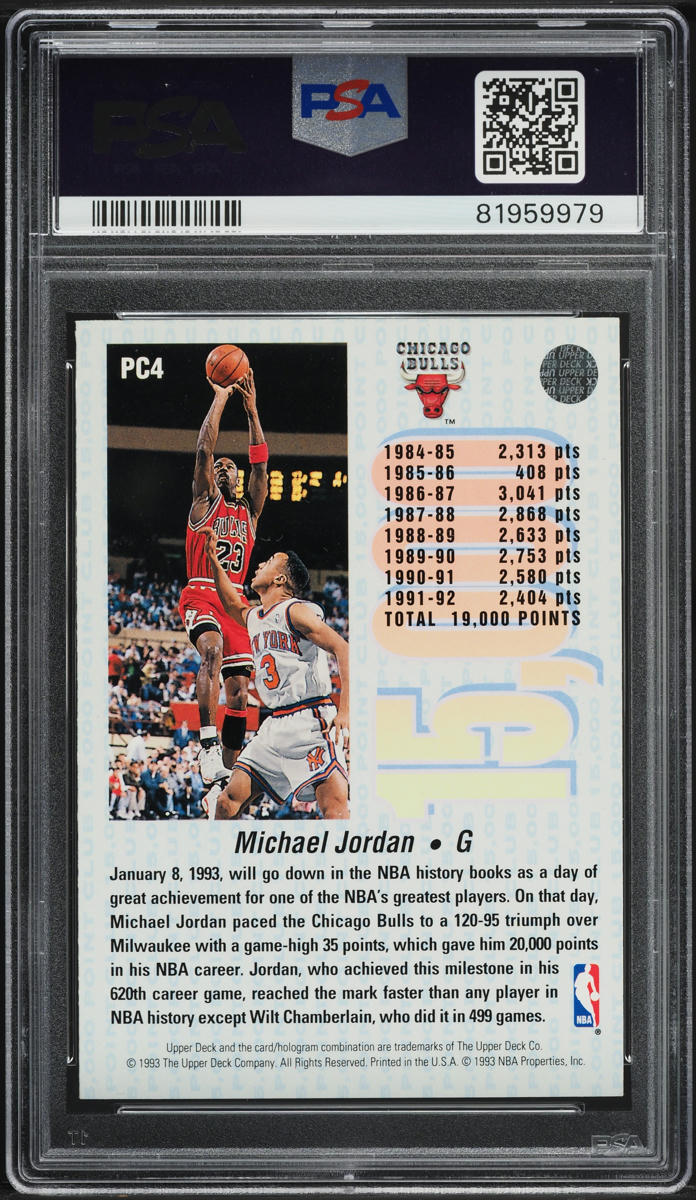 1992 Upper Deck 15,000 Point Club Michael Jordan #PC4 PSA 6 EXMT