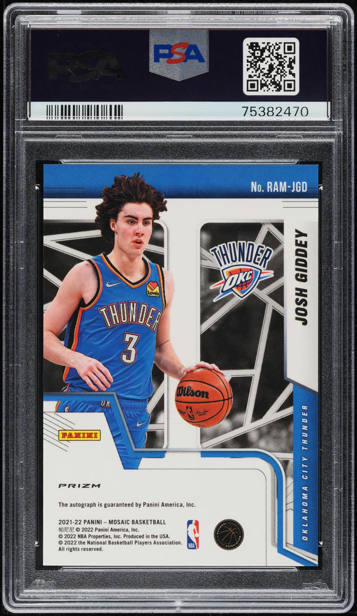 2021 Panini Mosaic Josh Giddey ROOKIE AUTO #RAMJGD PSA 10 GEM MINT