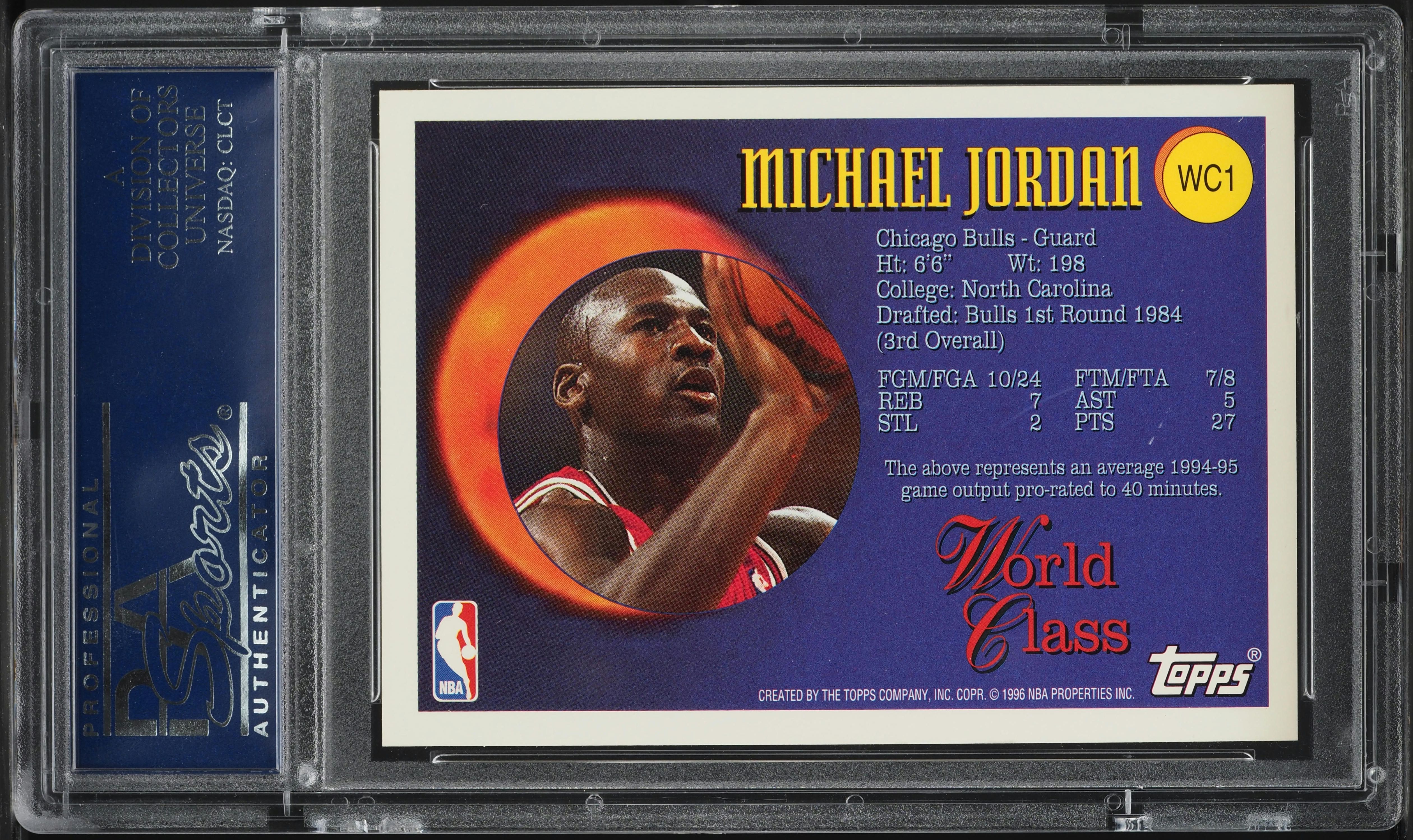 1995 Topps World Class Michael Jordan #WC1 PSA 10 GEM MINT on 