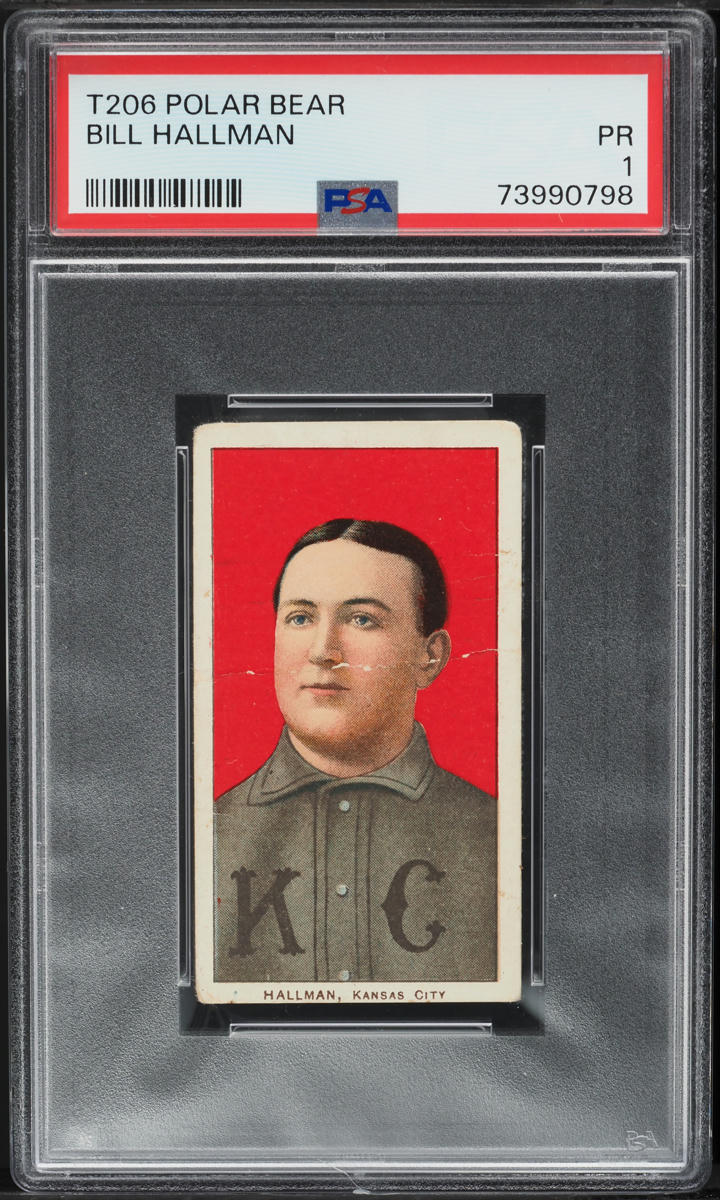 1909-11 T206 Polar Bear Bill Hallman PSA 1 PR