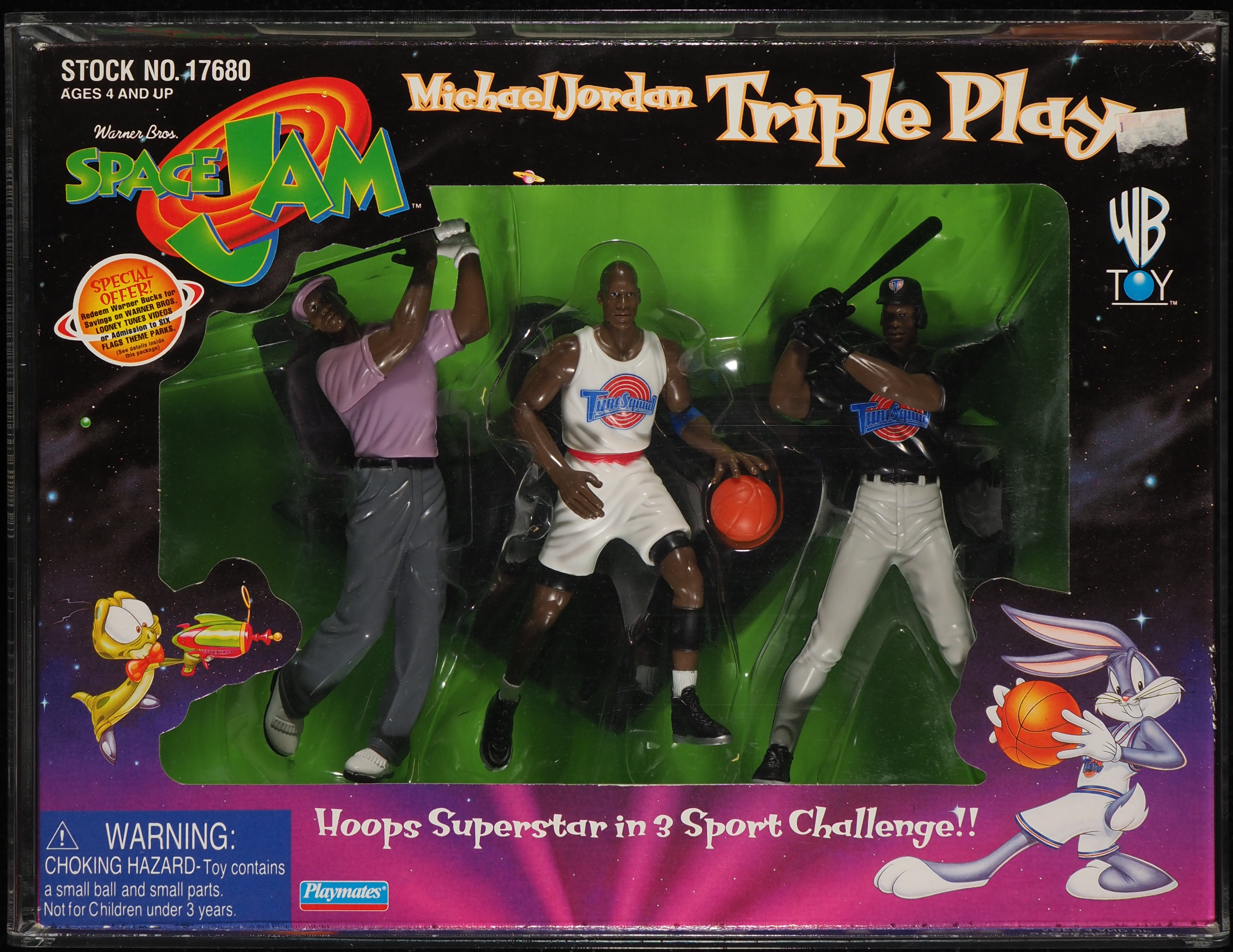 1996 Playmates WB Space Jam Michael Jordan Triple Play CAS 80 on