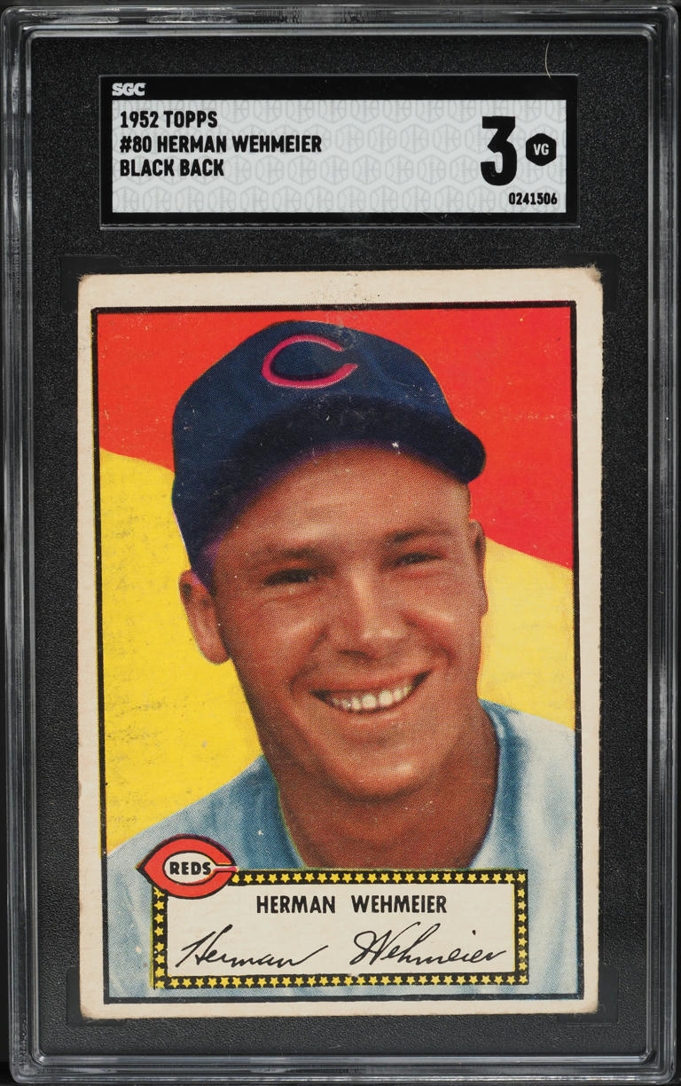 1952 Topps Herman Wehmeier BLACK BACK #80 SGC 3 VG