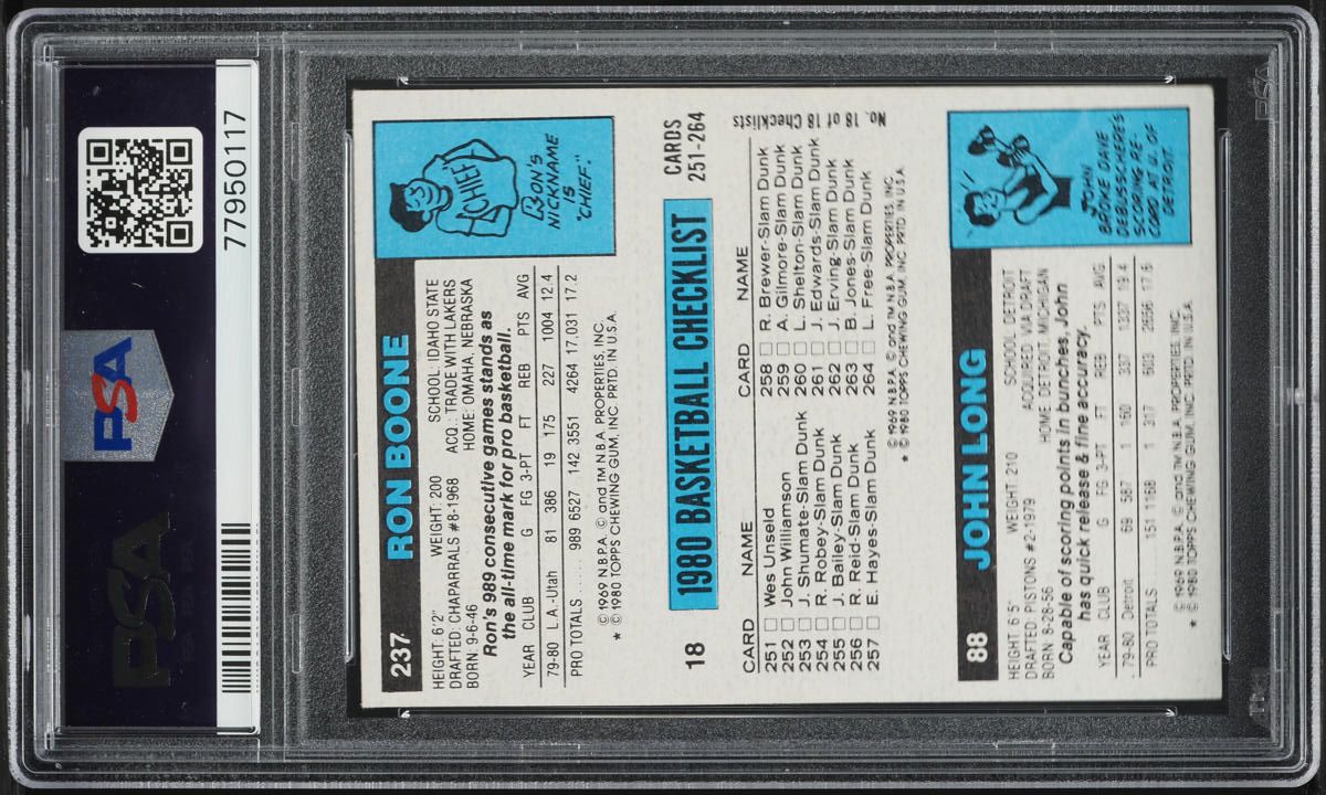 1980 Topps Basketball Magic Johnson John Long Ron Boone ROOKIE PSA 6 EXMT
