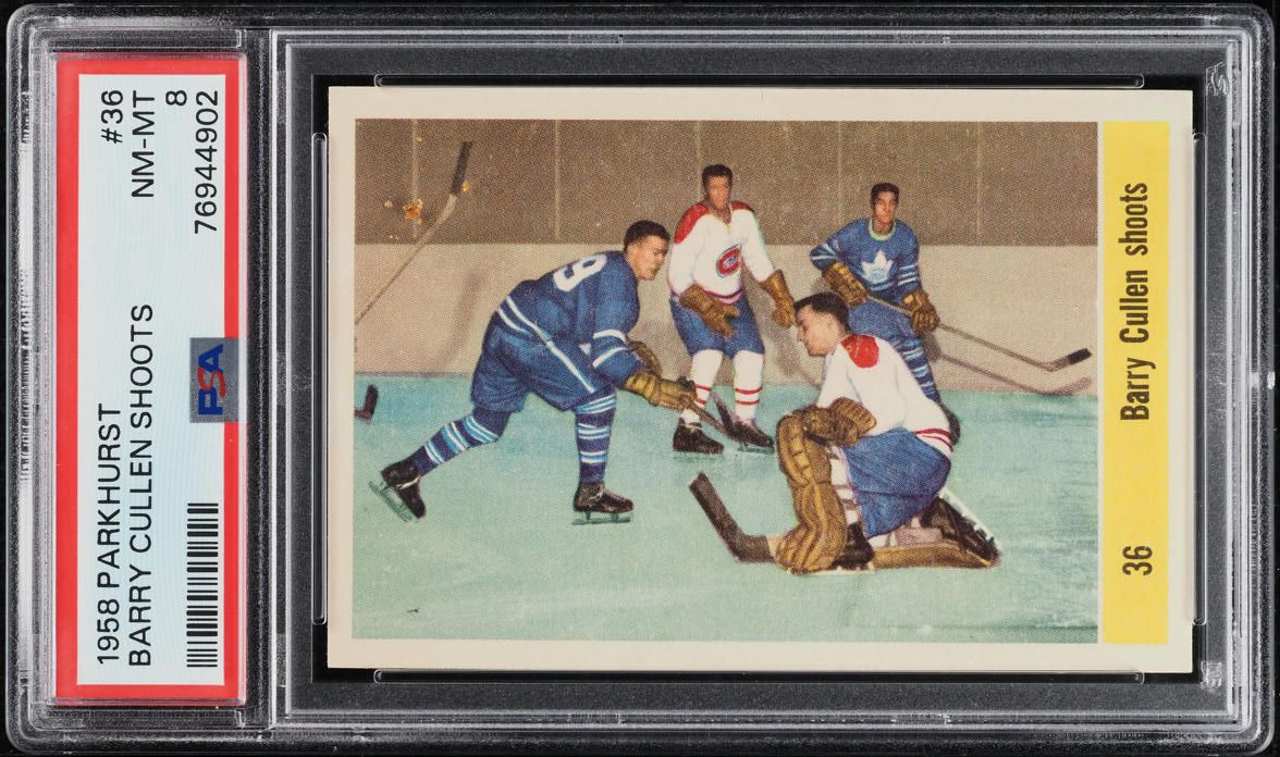 1958 Parkhurst Barry Cullen Shoots #36 PSA 8 NM-MT