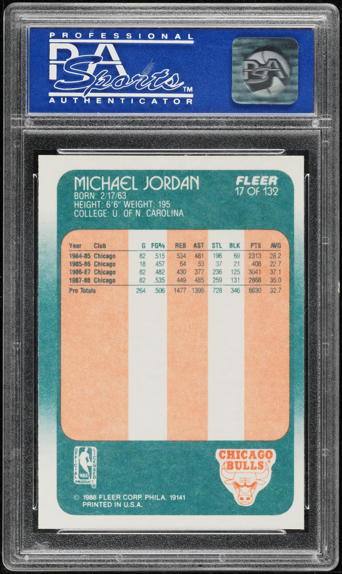 1988 Fleer Basketball Michael Jordan #17 PSA 9 MINT