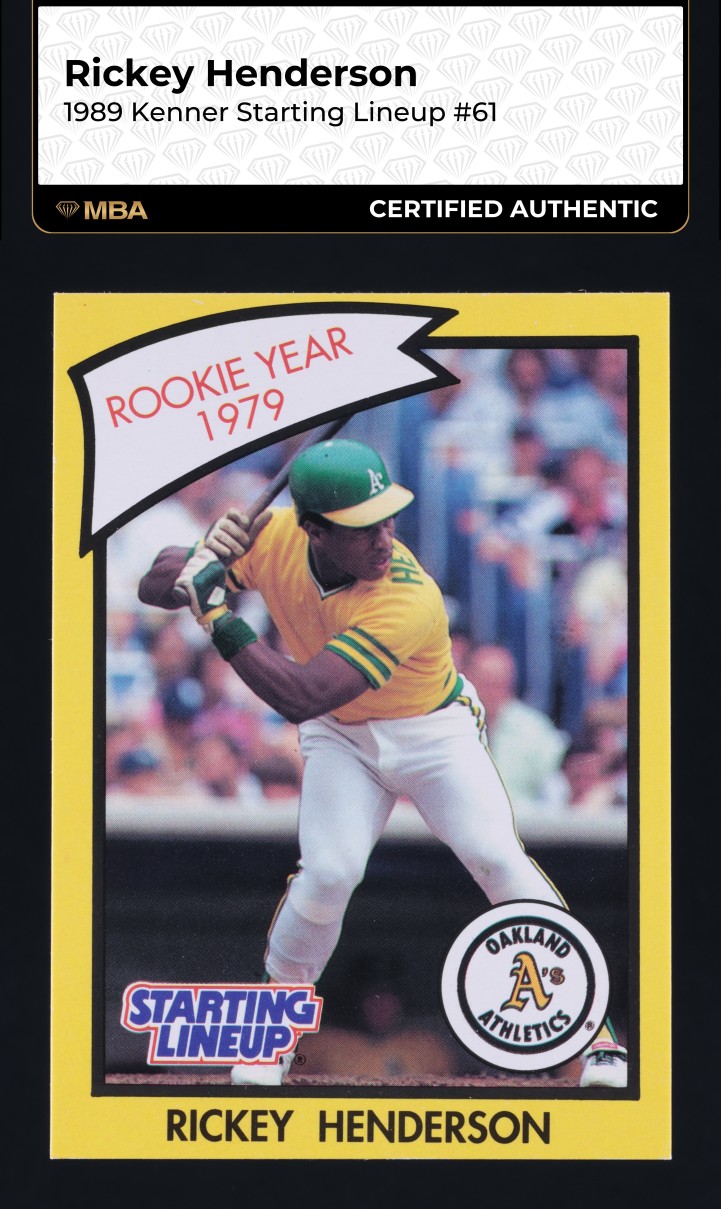 1989 Kenner Starting Lineup Rickey Henderson #61 MBA AUTH