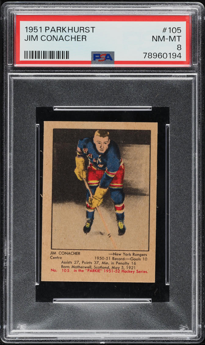 1951 Parkhurst Jim Conacher ROOKIE #105 PSA 8 NM-MT