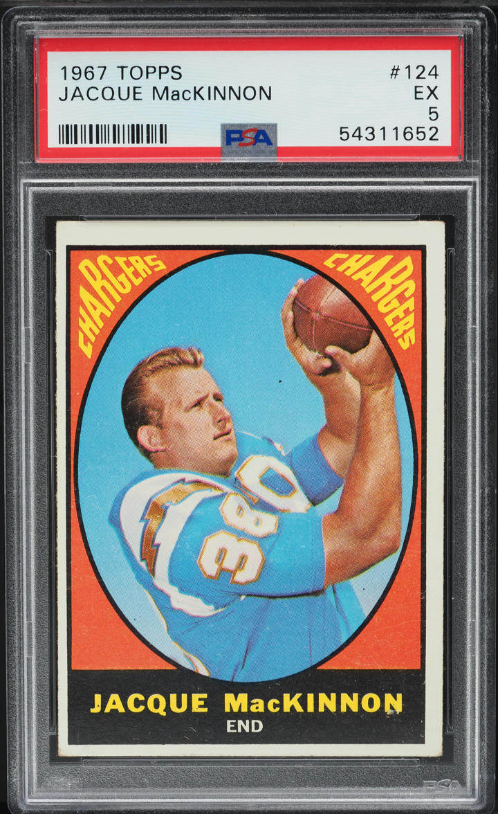 1967 Topps Football Jacque MacKinnon #124 PSA 5 EX