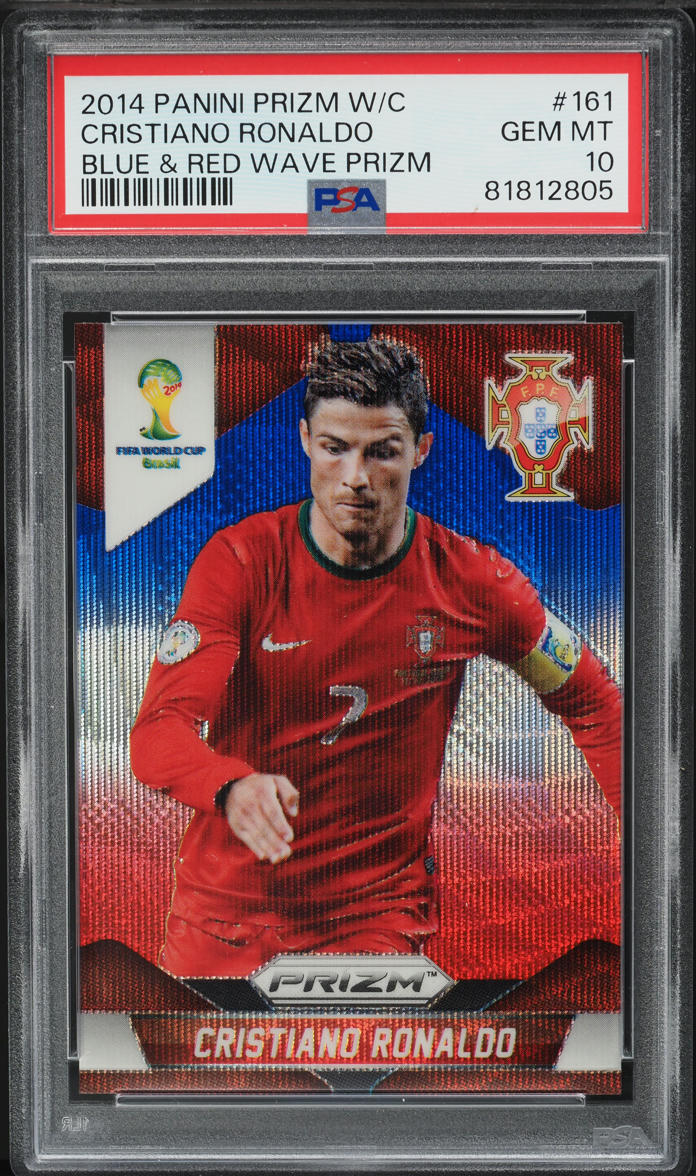 2014 Panini Prizm World Cup Blue Red Wave Cristiano Ronaldo #161