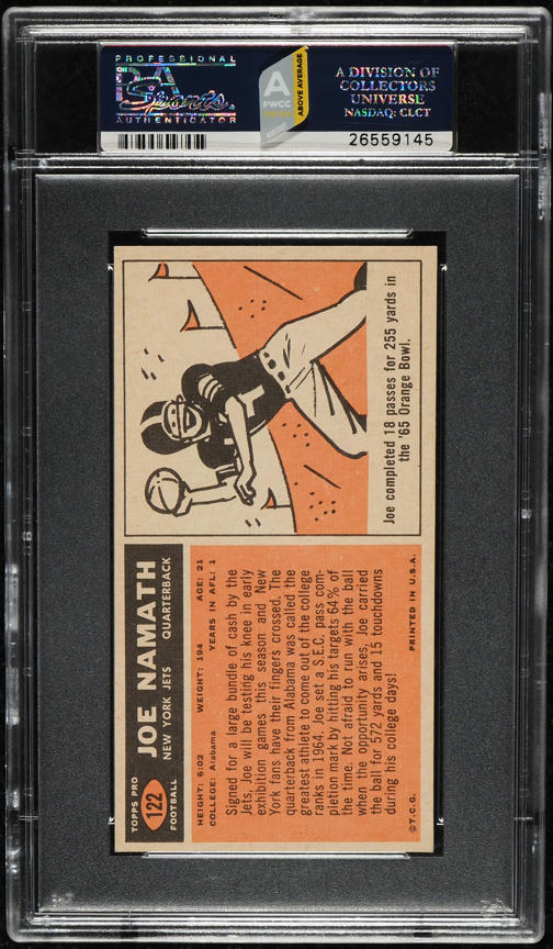 1965 Topps Football Joe Namath SP ROOKIE #122 PSA 6 EXMT (PWCC-A)