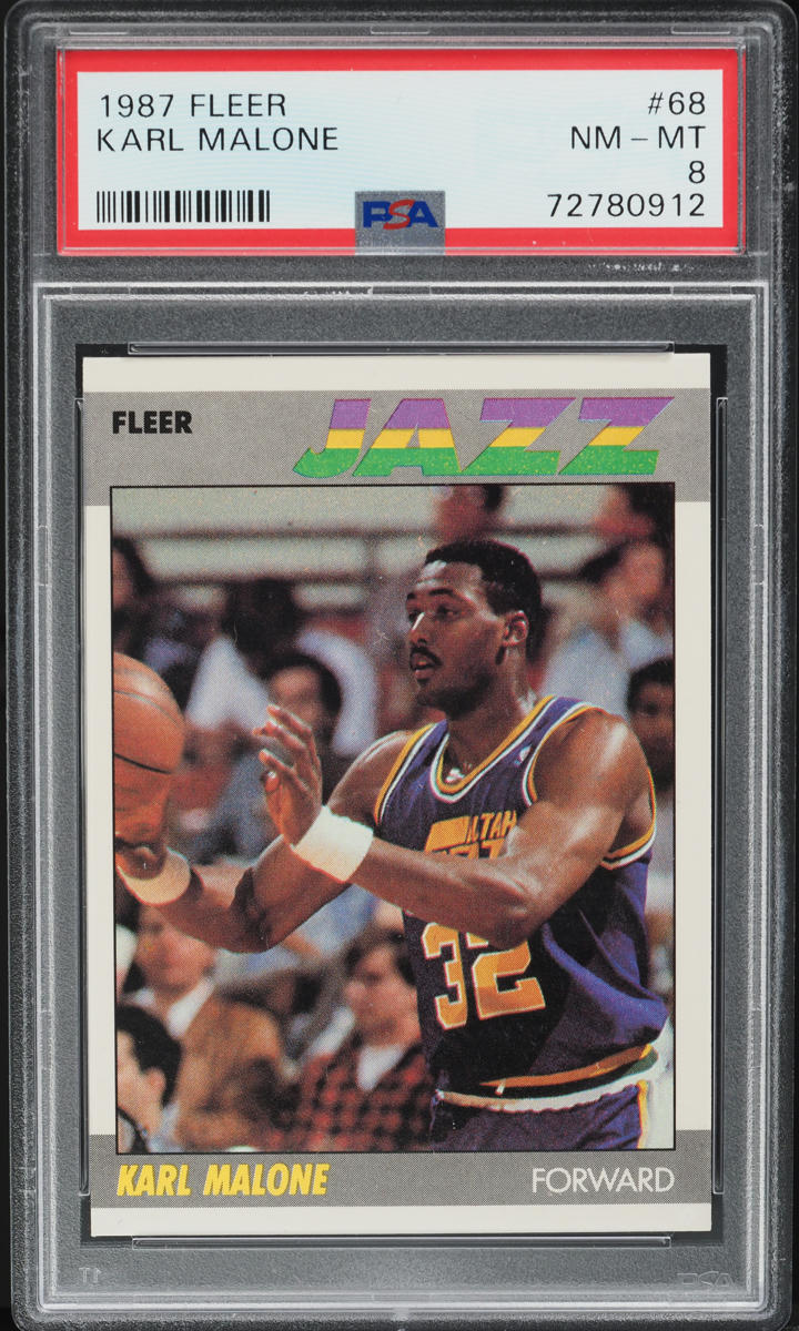 1987 Fleer Basketball Karl Malone #68 PSA 8 NM-MT on Fanatics Collect
