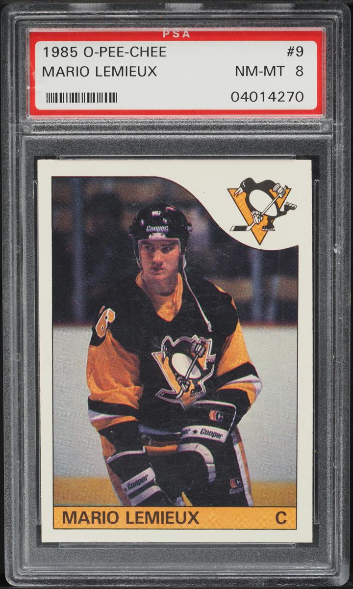 1985 O-Pee-Chee Hockey Mario Lemieux ROOKIE #9 PSA 8 NM-MT