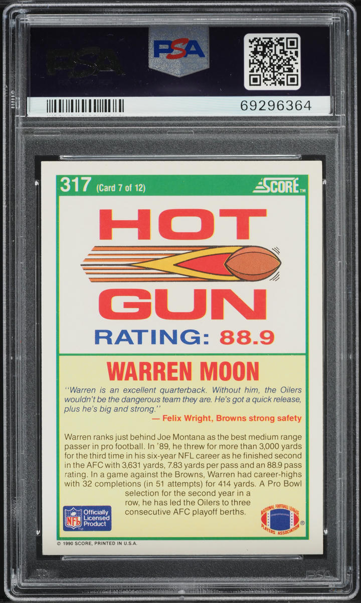 1990 Score Football Warren Moon #317 PSA 8 NM-MT