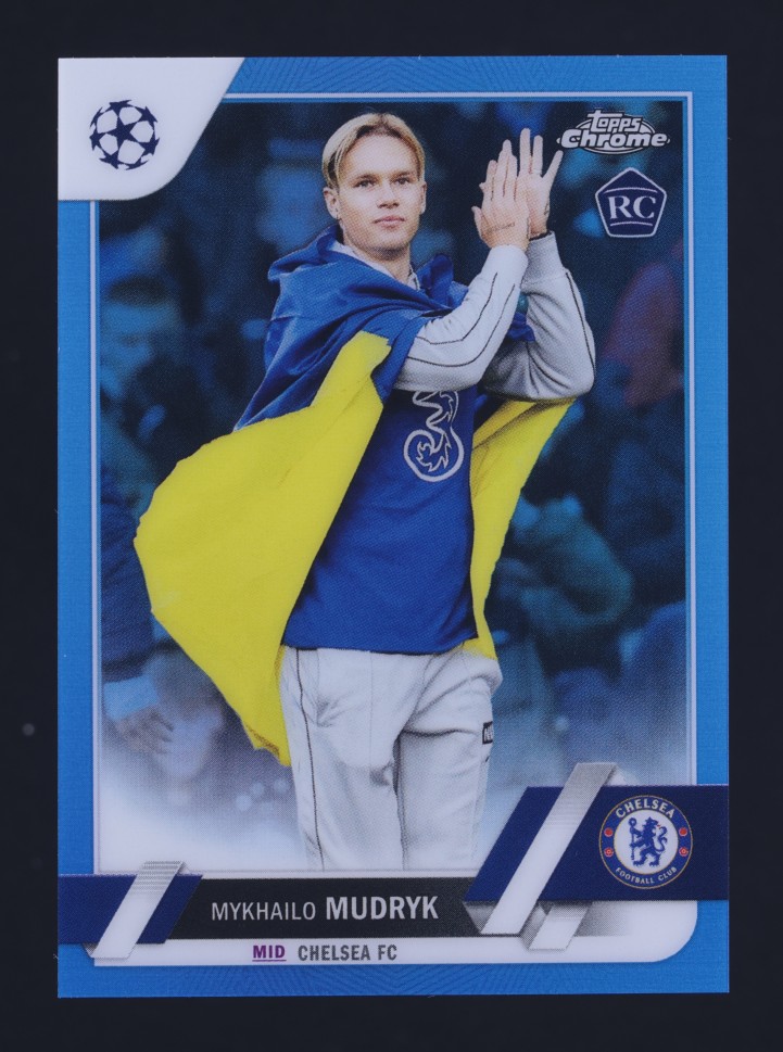 2022 Topps Chrome UEFA Blue Refractor Mykhailo Mudryk ROOKIE /150 #52 MBA AUTH