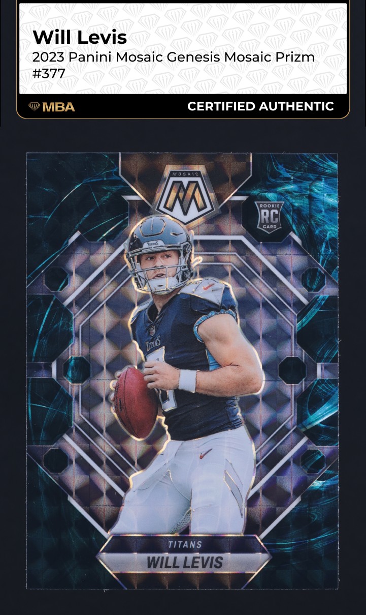 2023 Panini Mosaic Genesis Prizm Will Levis ROOKIE #377 MBA AUTH