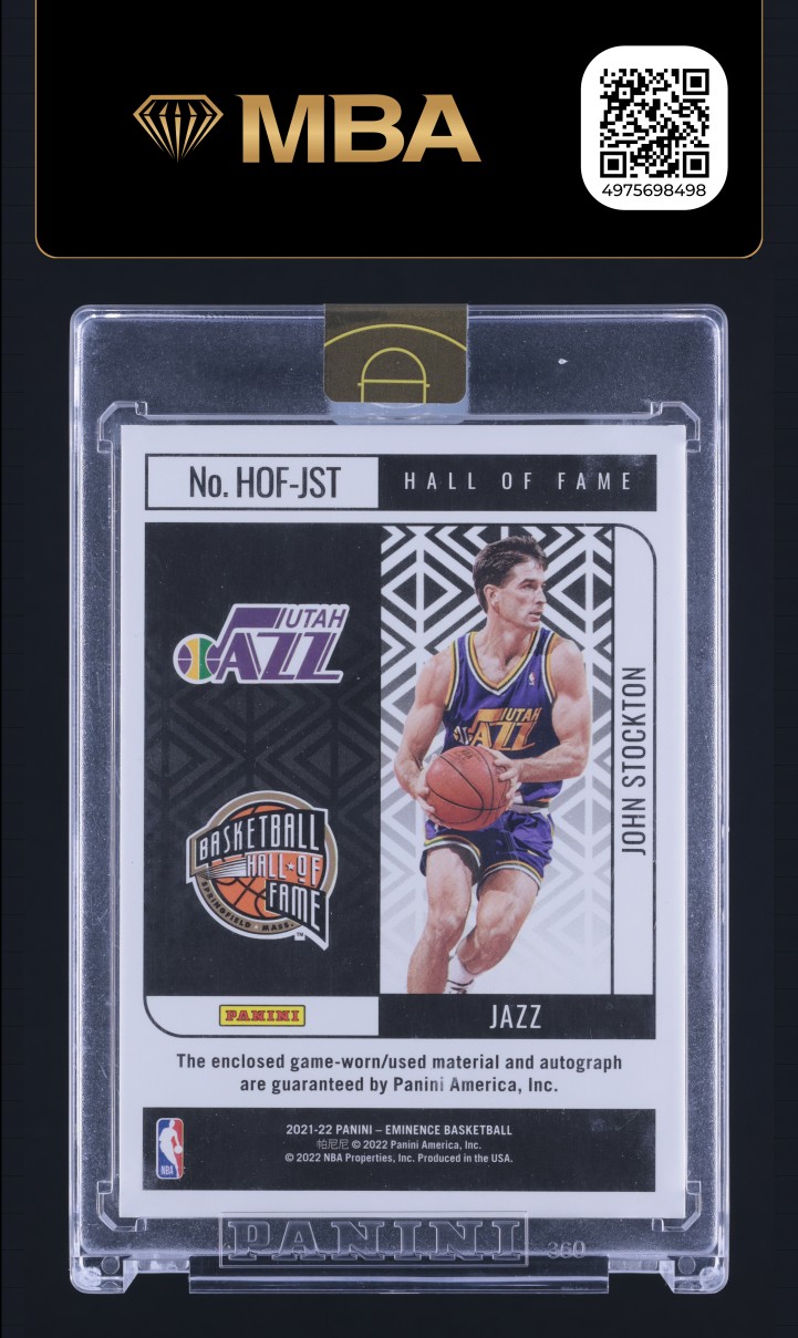 2021 Panini Eminence Hall Of Fame John Stockton PATCH AUTO /10 #HOF-JST MBA AUTH