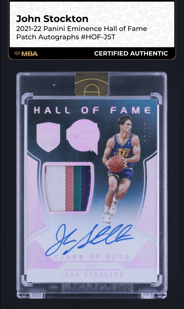 2021 Panini Eminence Hall Of Fame John Stockton PATCH AUTO /10 #HOF-JST MBA AUTH